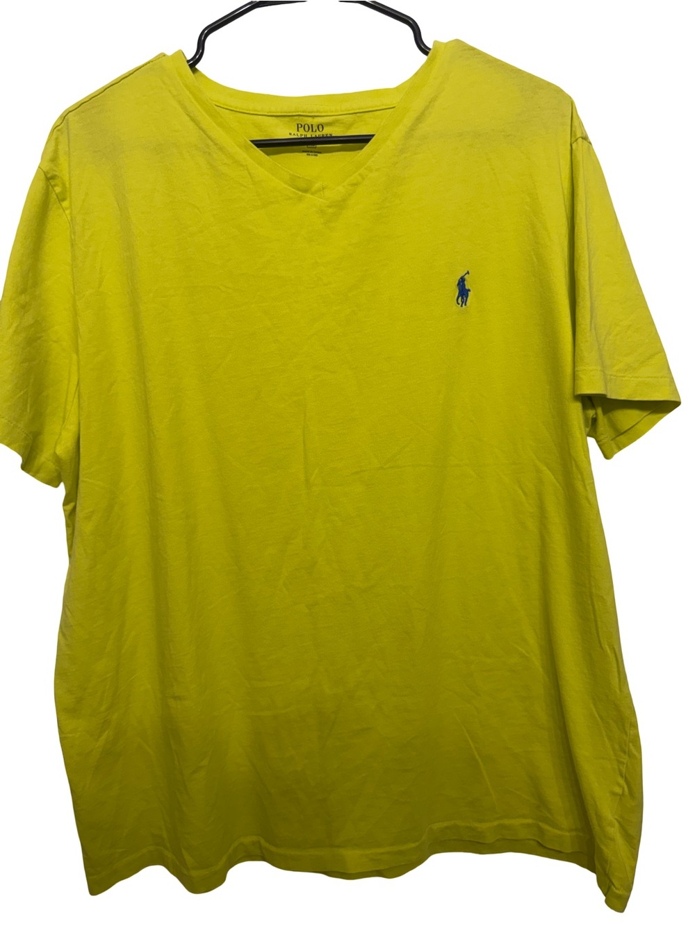 Polo by Ralph Lauren Women’s V-Neck Tee in Bright Yellow with Blue Pony